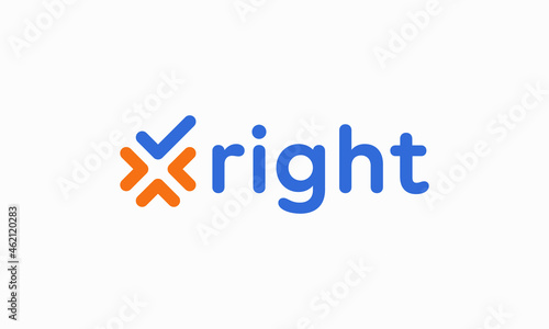 illustration vector graphic logo design for combination an abstract letter X with a checklist sign