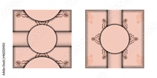 Postcard in pink with Indian pattern prepared for typography.