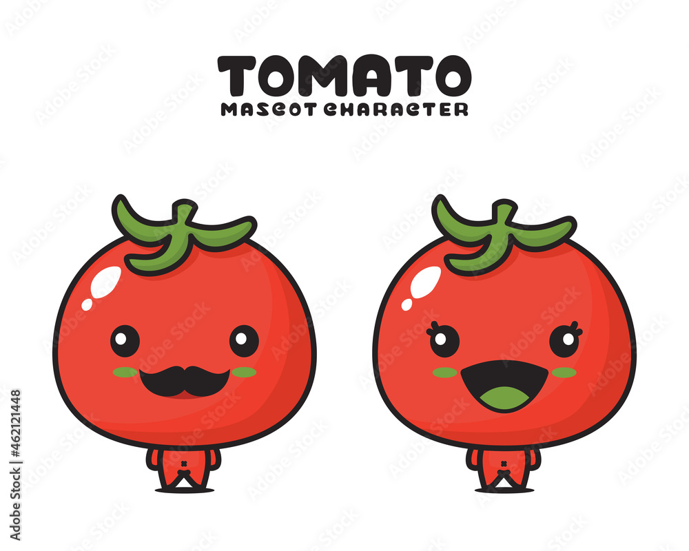 tomato cartoon mascot, isolated on white background