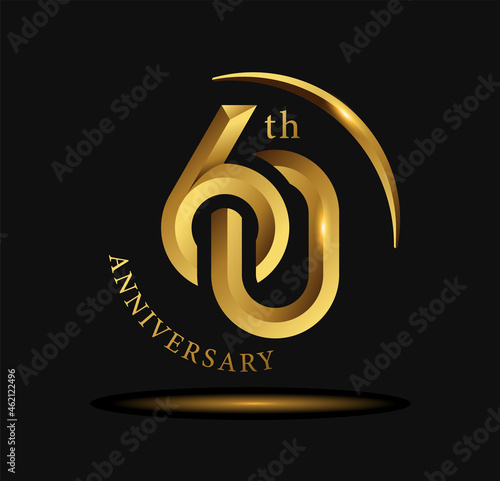 60 year anniversary celebration logo design  with golden circle and letters