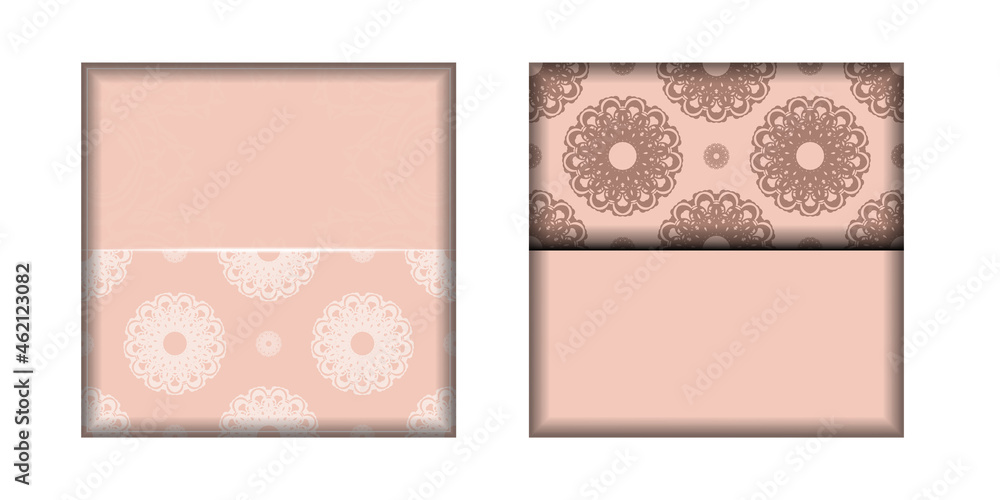 Pink greeting card with abstract ornament for your design. Pink greeting card with abstract ornament for your design.