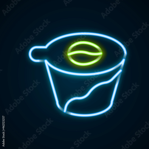 Glowing neon line Pour over coffee maker icon isolated on black background. Alternative methods of brewing coffee. Coffee culture. Colorful outline concept. Vector