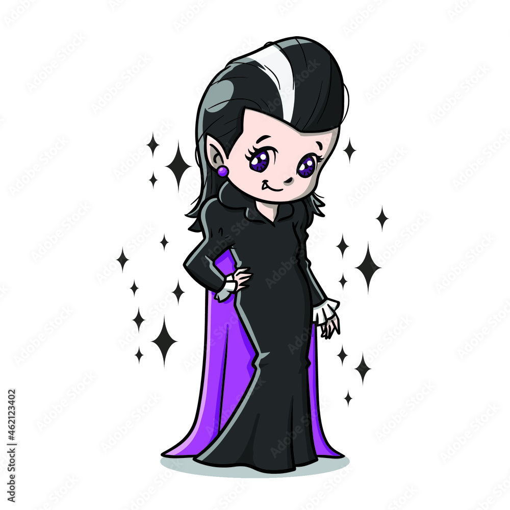 Cute Halloween Lady Vampire Cartoon Vector Character Cute Halloween Lady Vampire Cartoon Vector Character