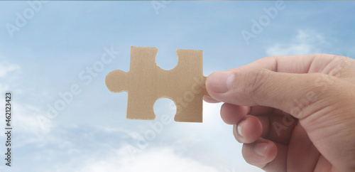 Connecting jigsaw puzzle. Business solutions success and strategy concept