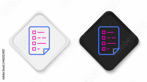 Line Clipboard with checklist icon isolated on white background. Control list symbol. Survey poll or questionnaire feedback form. Colorful outline concept. Vector