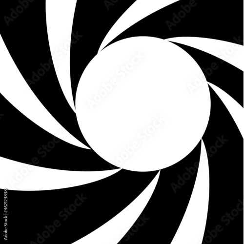 Abstract background inside of a gun barrel. Spiraled interior of a gun. 007 logo.