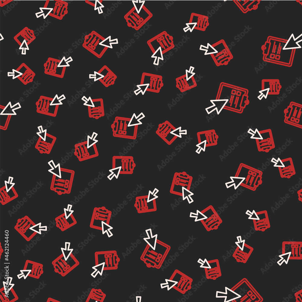 Line Online quiz, test, survey or checklist icon isolated seamless pattern on black background. Exam list. E-education concept. Vector Line Online quiz, test, survey or checklist icon isolated seamless pattern on black background. Exam list. E-education concept. Vector