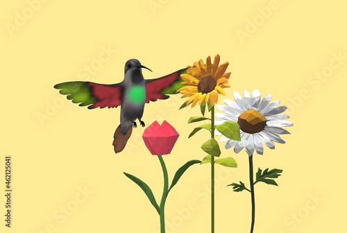 hummingbird among the flowers © Lee