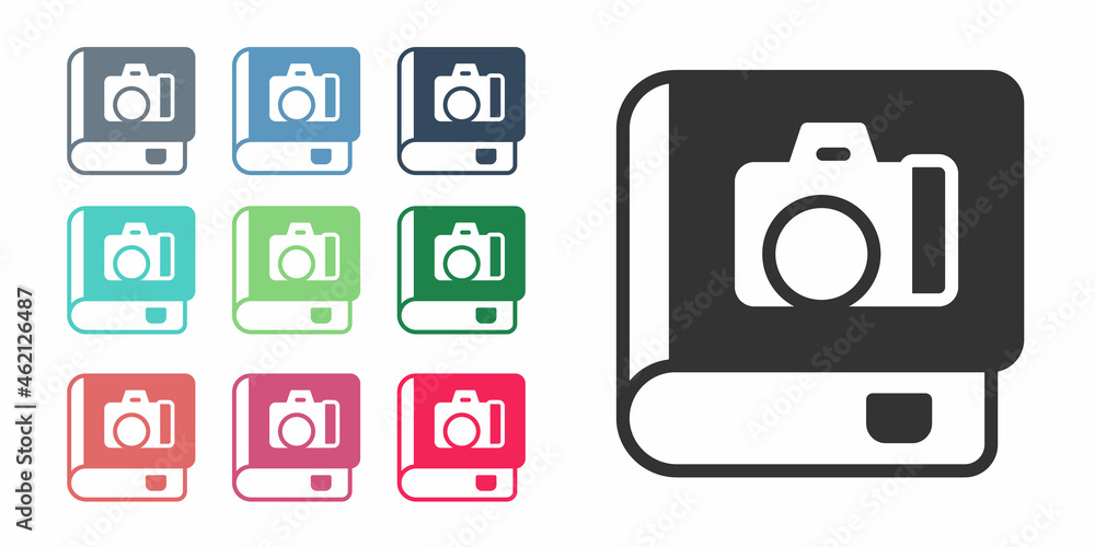 Black Photo album gallery icon isolated on white background. Set icons colorful. Vector Black Photo album gallery icon isolated on white background. Set icons colorful. Vector