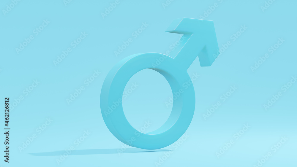 Blue male gender symbol. Minimal idea concept, 3D Render. Blue male gender symbol. Minimal idea concept, 3D Render.