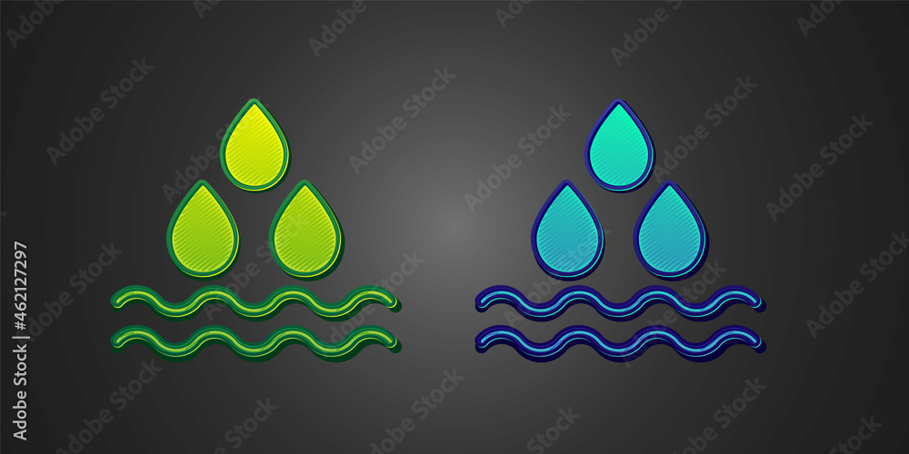 Green and blue Water drop icon isolated on black background. Vector Green and blue Water drop icon isolated on black background. Vector