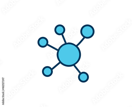 Molecule flat icon. Thin line signs for design logo, visit card, etc. Single high-quality outline symbol for web design or mobile app. Medical outline pictogram.