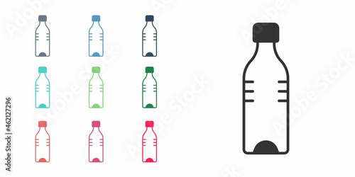 Black Bottle of water icon isolated on white background. Soda aqua drink sign. Set icons colorful. Vector