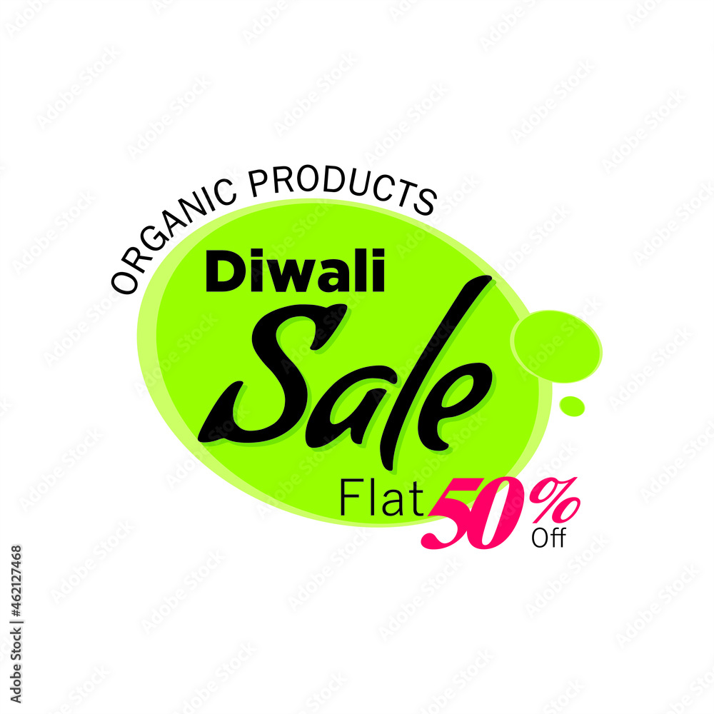 Fototapeta premium Template of Organic Products Diwali Sale | Flat 50% off | Creative Design of Diwali Sale