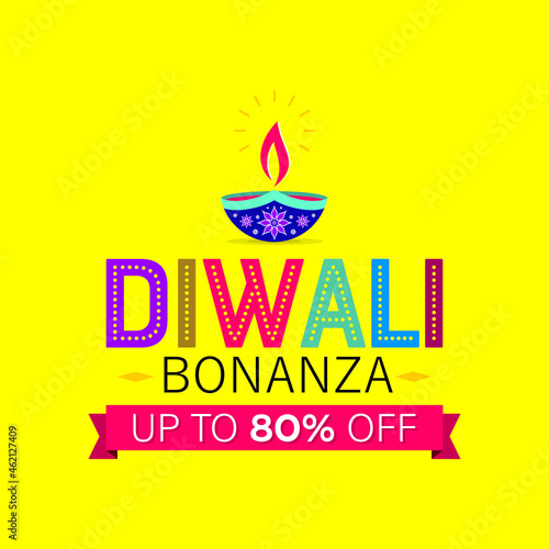 Template of Diwali Bonanza Upto 80% off, Creative Design of Diwali Bonanza