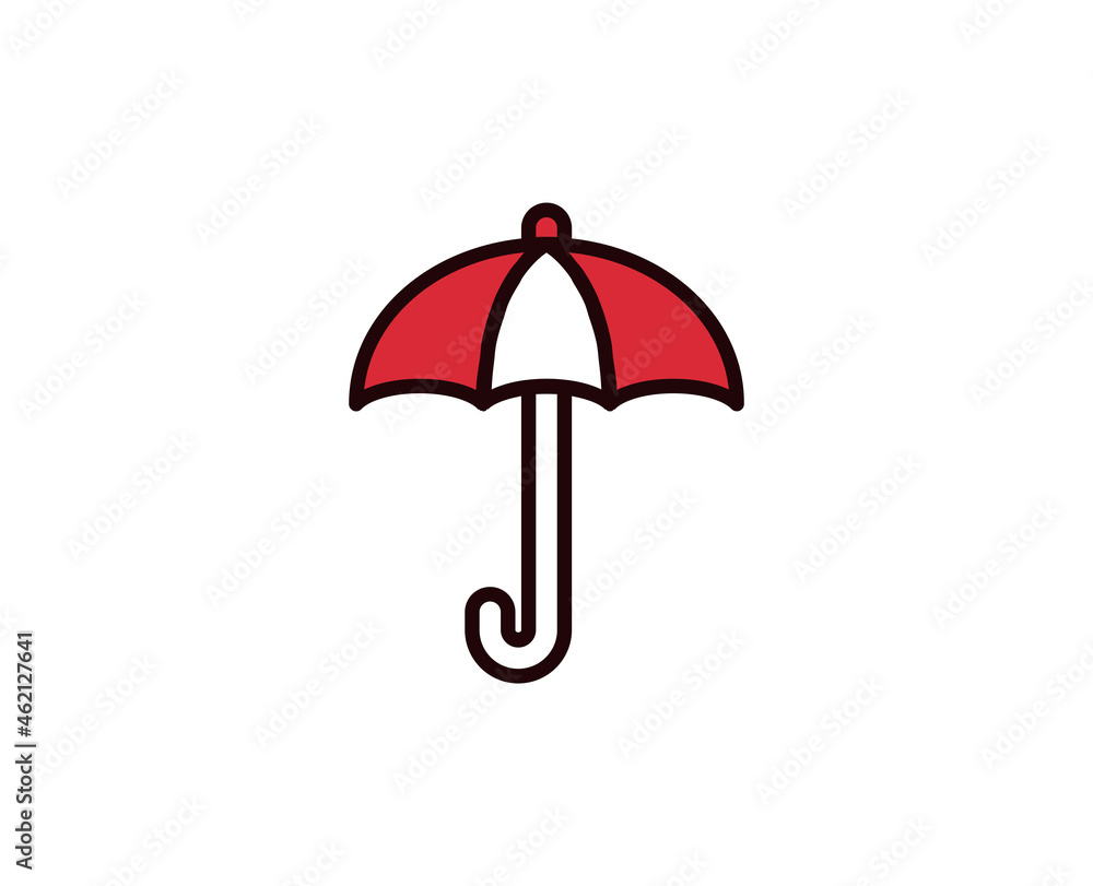 Umbrella line icon. Vector symbol in trendy flat style on white background. Travel sing for design. Umbrella line icon. Vector symbol in trendy flat style on white background. Travel sing for design.