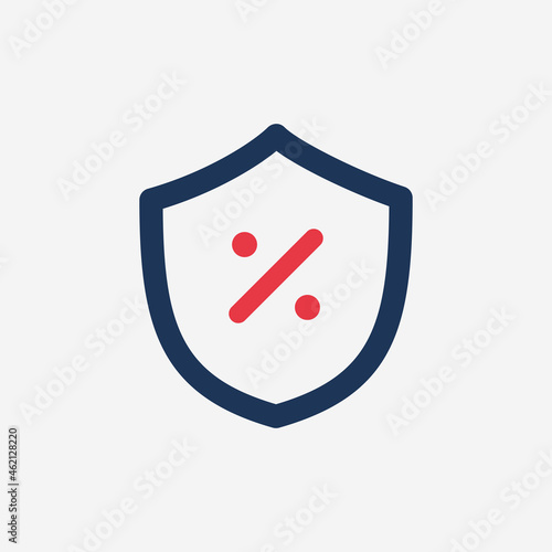 shield, percent sign icon. ...