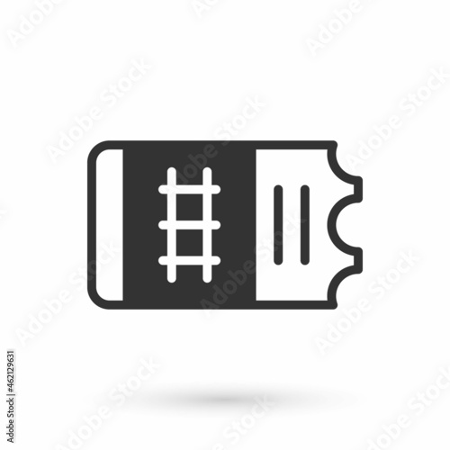 Grey Train ticket icon isolated on white background. Travel by railway. Vector