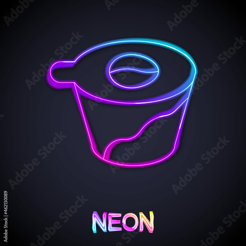 Glowing neon line Pour over coffee maker icon isolated on black background. Alternative methods of brewing coffee. Coffee culture. Vector