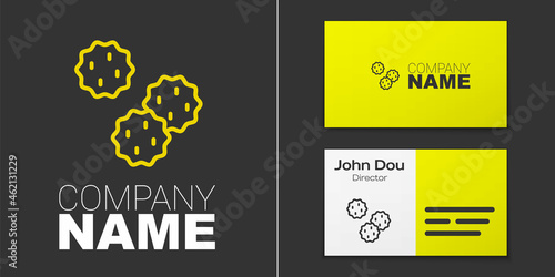 Logotype line Cookie or biscuit with chocolate icon isolated on grey background. Logo design template element. Vector