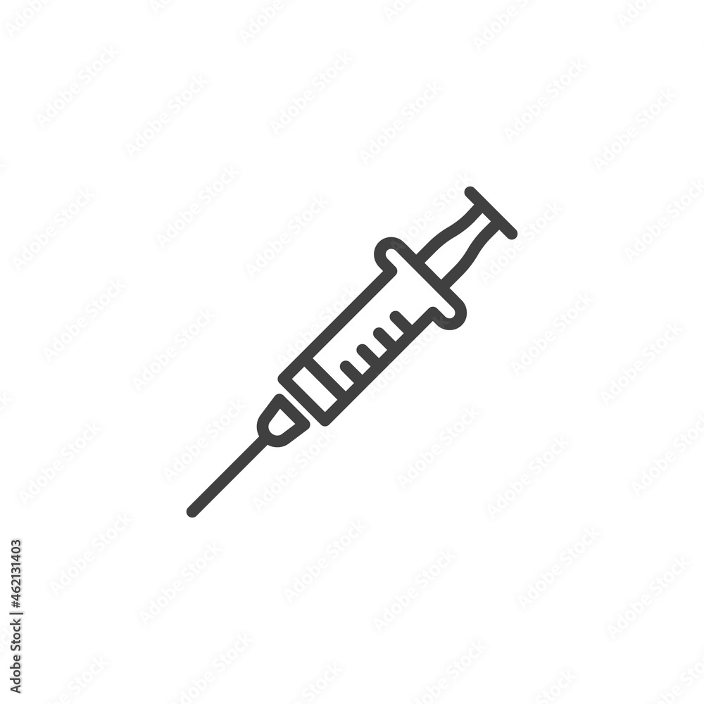 Syringe injection line icon Syringe injection line icon