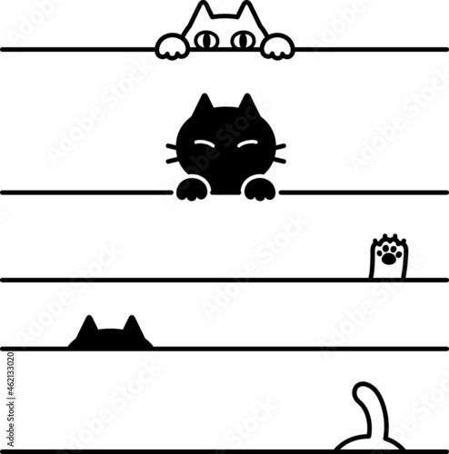 猫の区切り線イラスト素材のセット
