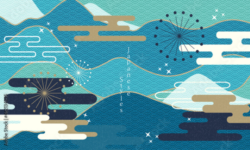 japanese style-山と海と空の空