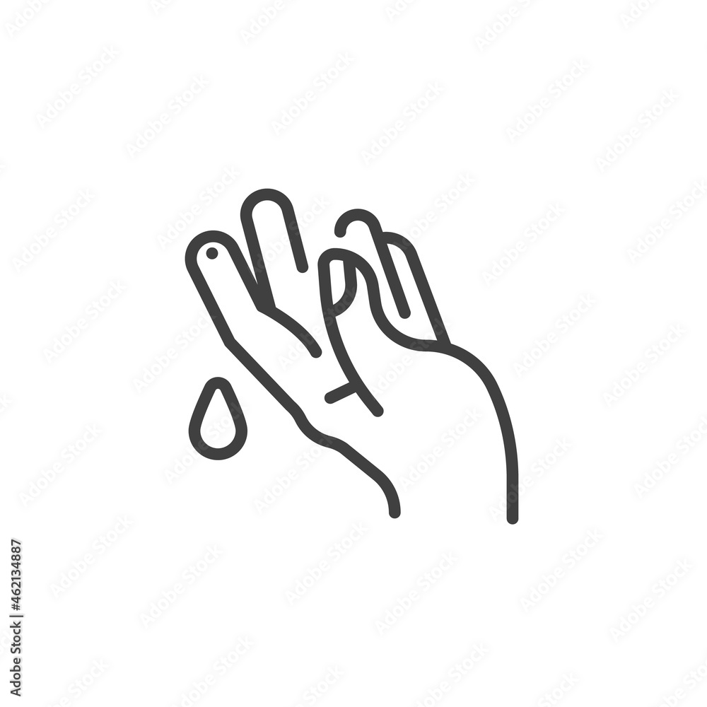 Finger with blood drop line icon Finger with blood drop line icon