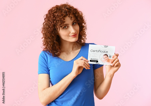 Pretty young woman with gif...