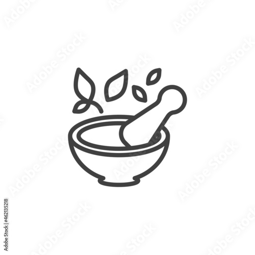 Mortar and pestle line icon