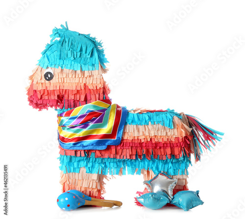 Colorful donkey pinata with...