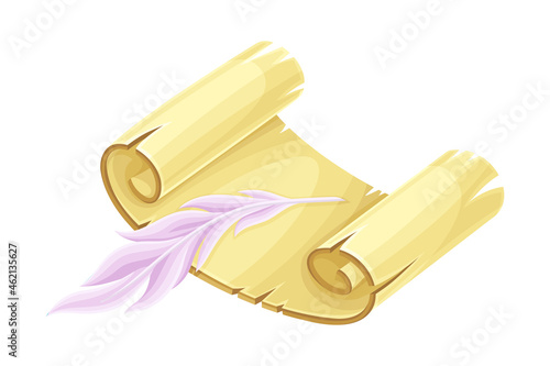 Vintage paper scroll. Magic object cartoon vector illustration