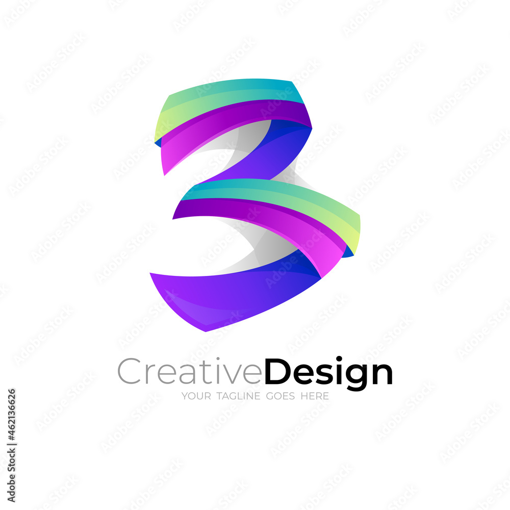 Simple letter B logo with 3d colorful icons Simple letter B logo with 3d colorful icons