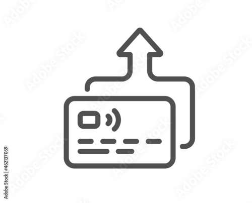 Credit card line icon. Send money payment sign. Receive transaction symbol. Quality design element. Line style card icon. Editable stroke. Vector