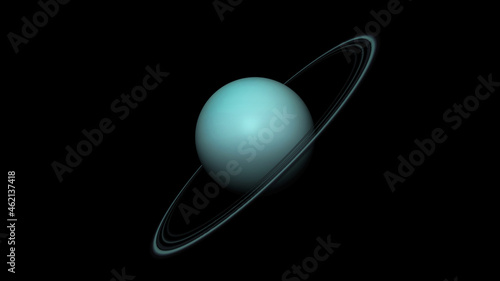 Photo Concept-P1 View of the realistic planet uranus with rings from space