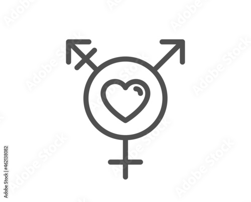 Genders line icon. Inclusion sign. Gender diversity symbol. Quality design element. Line style genders icon. Editable stroke. Vector