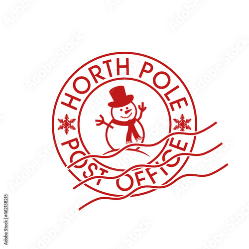 North Pole, post office sign or stamp isolated on white background