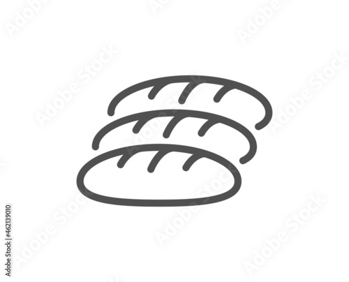 Bread line icon. Bakery food sign. Pastry baguette symbol. Quality design element. Line style bread icon. Editable stroke. Vector