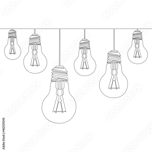 Continuous line drawing Set of loft lamps concept