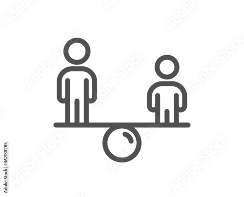 Equity culture line icon. Equality sign. Gender diversity symbol. Quality design element. Line style equity icon. Editable stroke. Vector