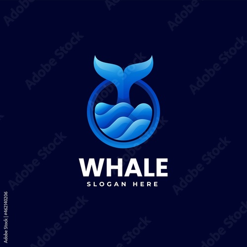 Vector Logo Illustration Whale Gradient Colorful Style.