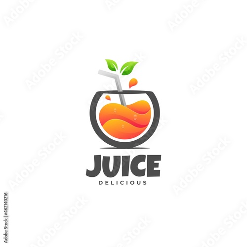 Vector Logo Illustration Juice Gradient Colorful Style.