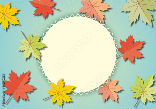 Autumn background sale banner with maple leaves. Illustration template for autumn shopping sale  card  ad  poster  frame  leaflet. Space for the text. Paper art design style.