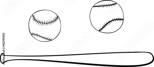 Vector of the baseball balls and bat 