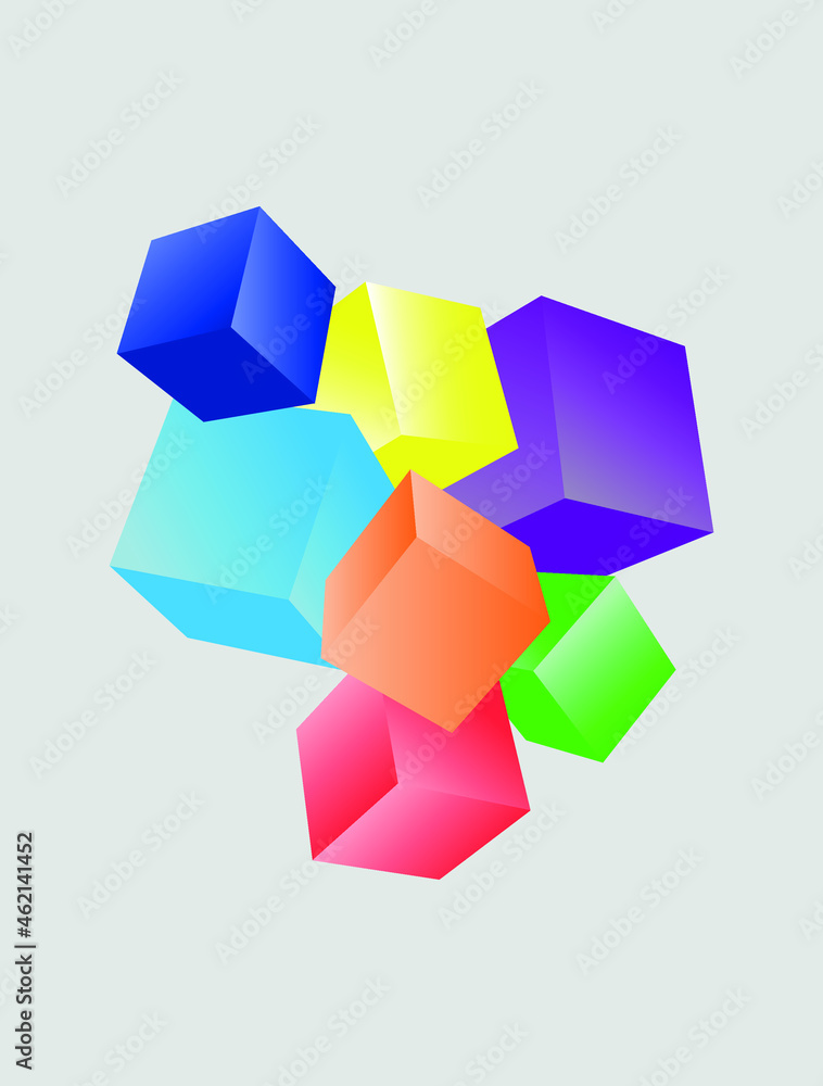 vector with 3d cubes. flat image of falling cubes. vector with 3d cubes. flat image of falling cubes.