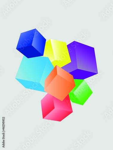 vector with 3d cubes. flat image of falling cubes.