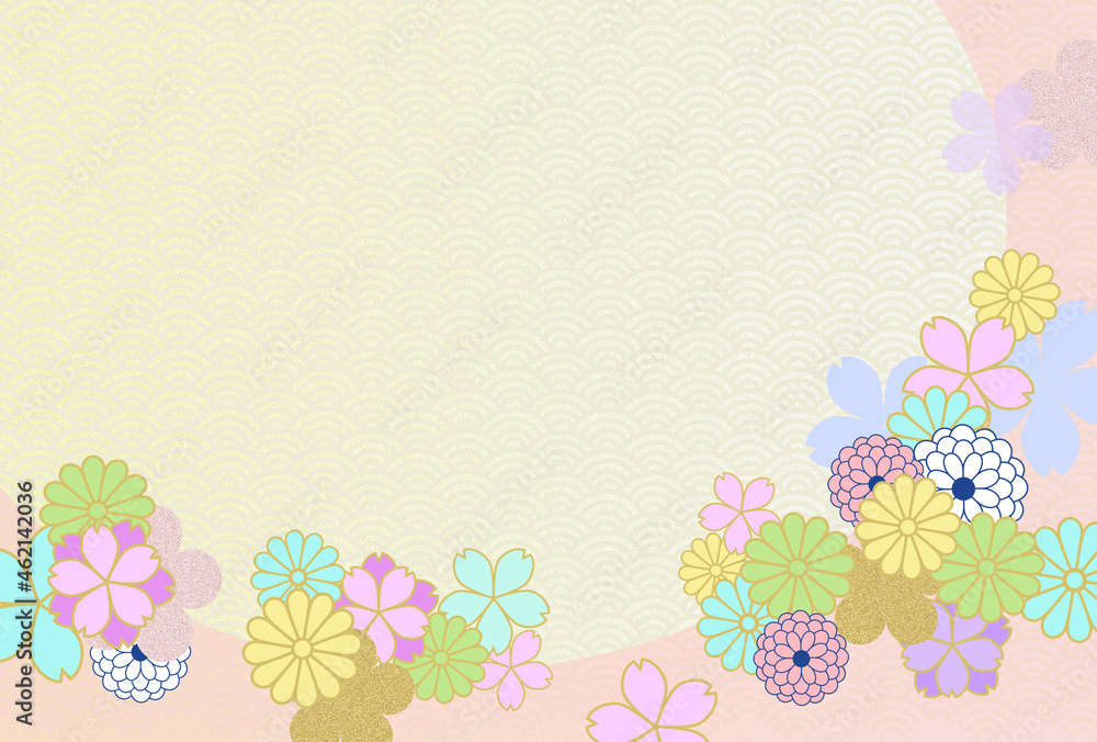 Obraz premium 和風背景 はがきテンプレート