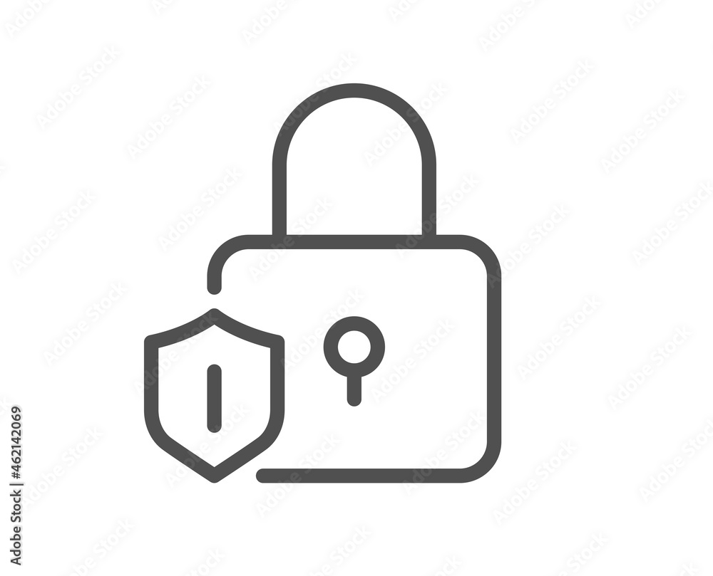 Lock line icon. Padlock protection sign. Security access shield. Quality design element. Line style lock icon. Editable stroke. Vector Lock line icon. Padlock protection sign. Security access shield. Quality design element. Line style lock icon. Editable stroke. Vector