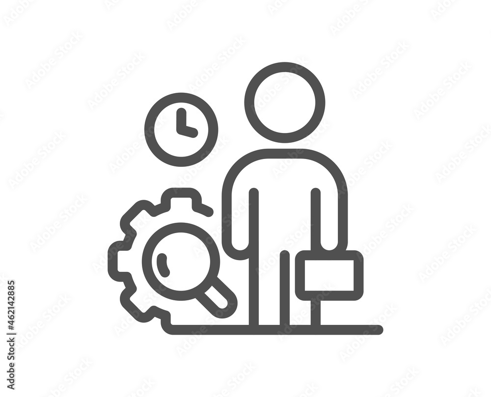 Inspect line icon. Quality research sign. Person verification symbol. Quality design element. Line style inspect icon. Editable stroke. Vector Inspect line icon. Quality research sign. Person verification symbol. Quality design element. Line style inspect icon. Editable stroke. Vector