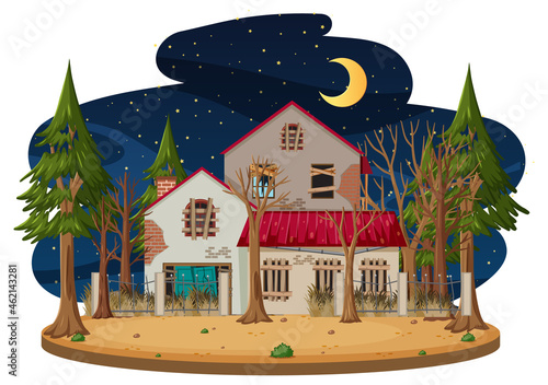 Isolated old broken house in the rural